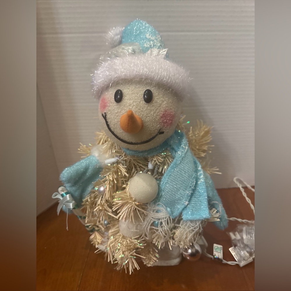 VTG Snow Days 15" Snowman Lighted Christmas Tree Figure 15” Bells Candy Cane